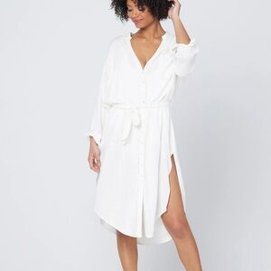 L*Space Barcelona White Shirt Dress with Tie Waist